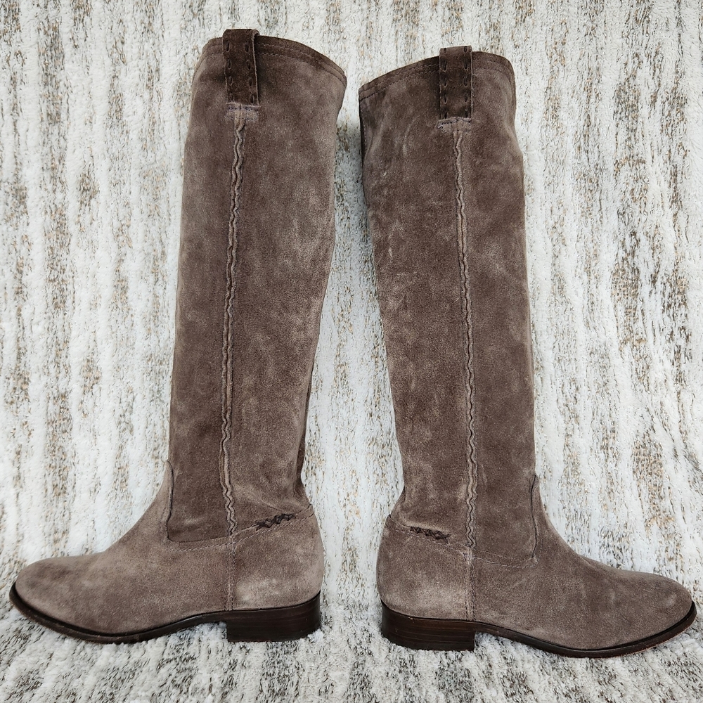 Frye "Cara" Tall Knee High Suede Boots Grey Elephant | Women's Size 7B - Picture 7 of 14